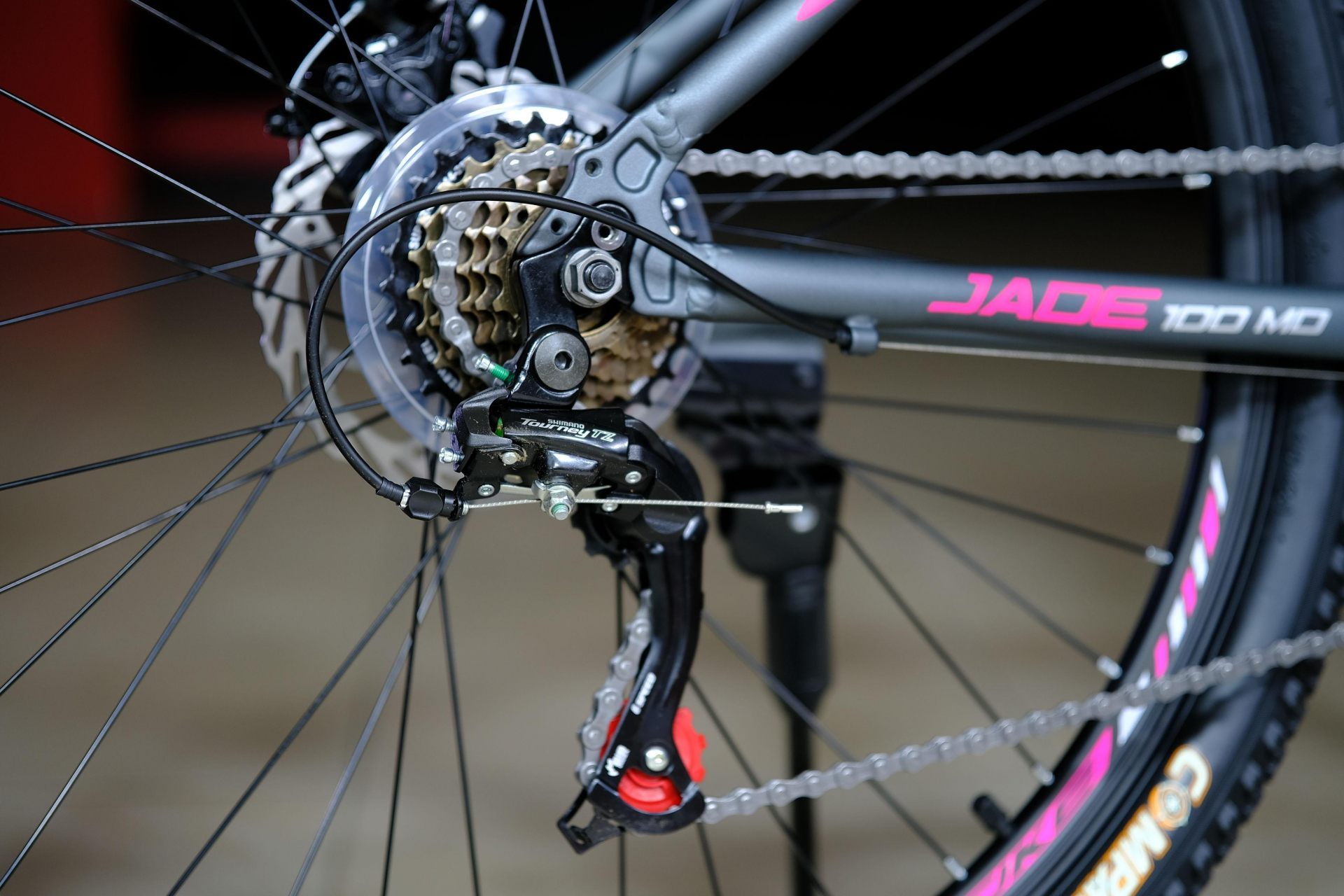 Задний переключатель Shimano Tourney TZ-500 HOKE Jade 100 MD матовый серый-розовый 17