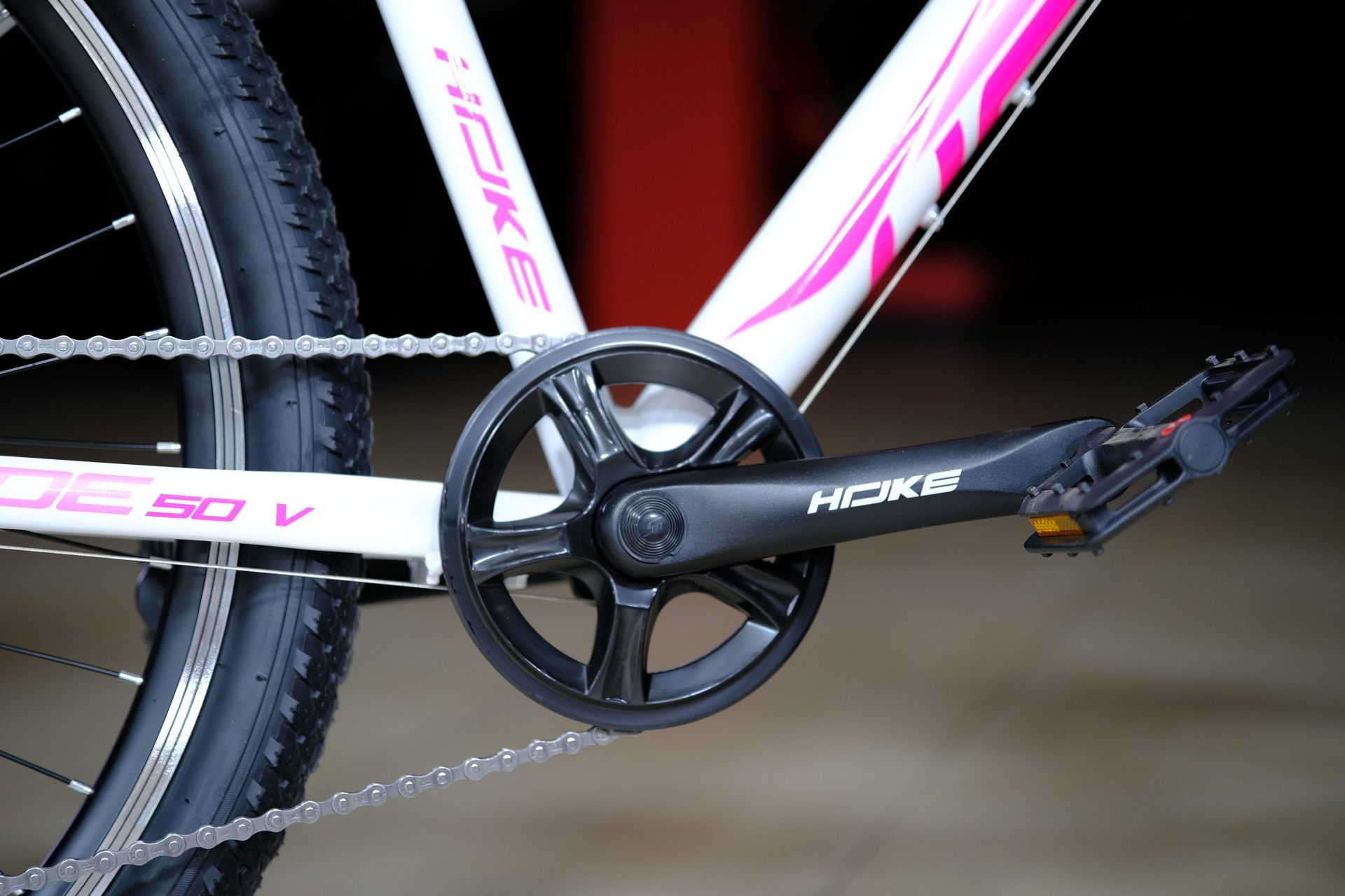 Система (шатун) алюминий 36T под квадрат HOKE Jade 50 V белый-розовый 15