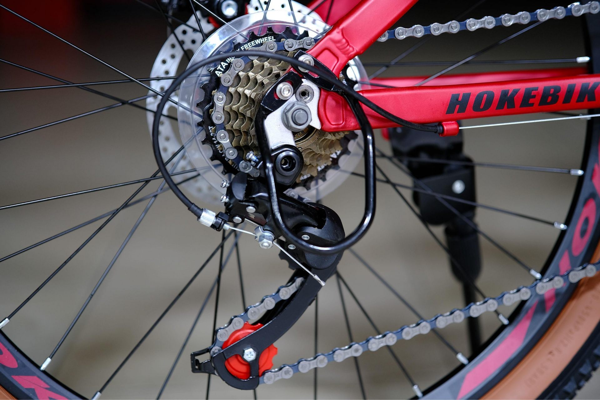 Задний переключатель Shiming TZ (аналог Shimano TZ500) HOKE ONE WAY 24 матовый красный-чёрный