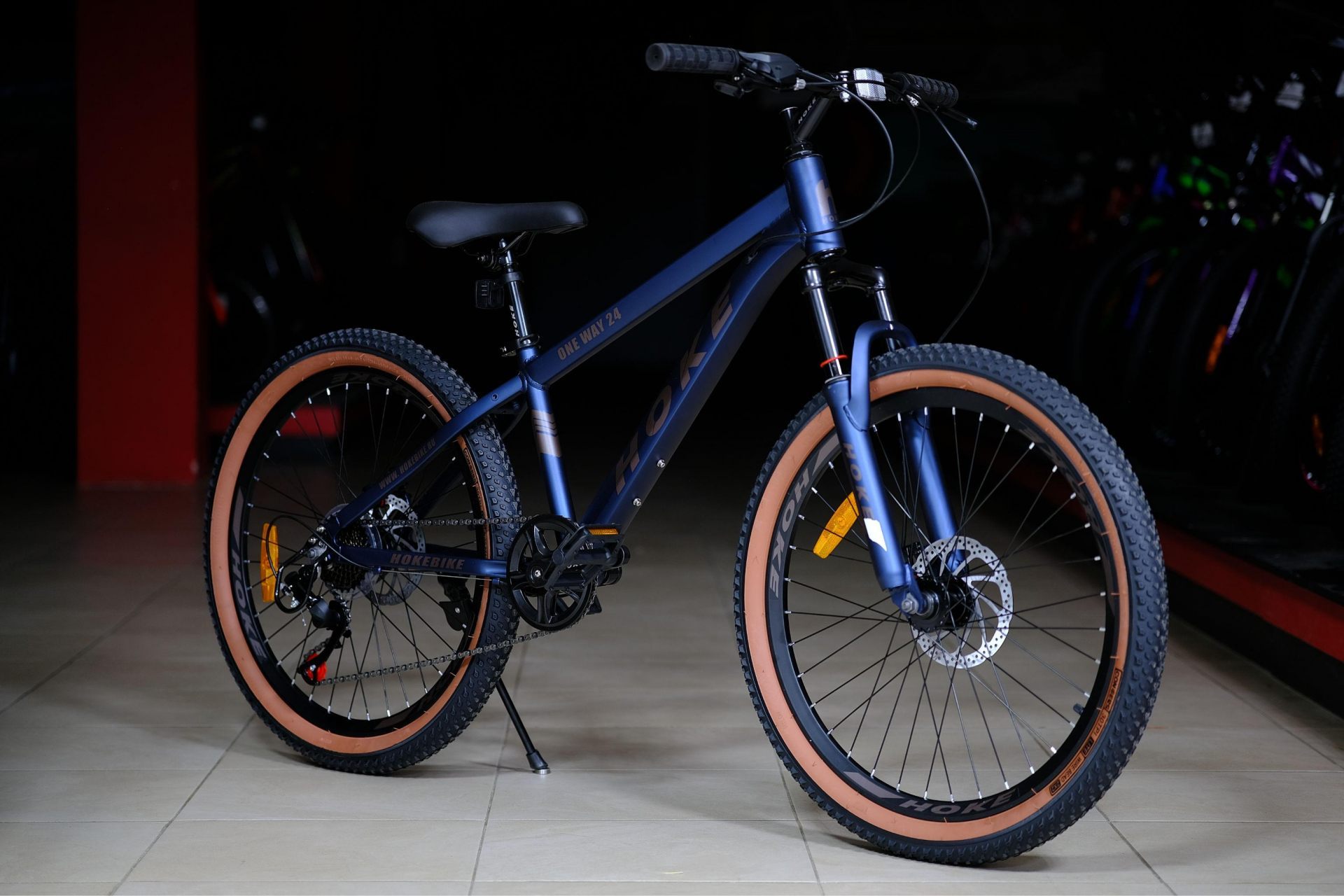 Обод 24 ALLOY двойной высокий, втулки стальные на промподшипниках HOKE ONE WAY 24 матовый синий-коричневый