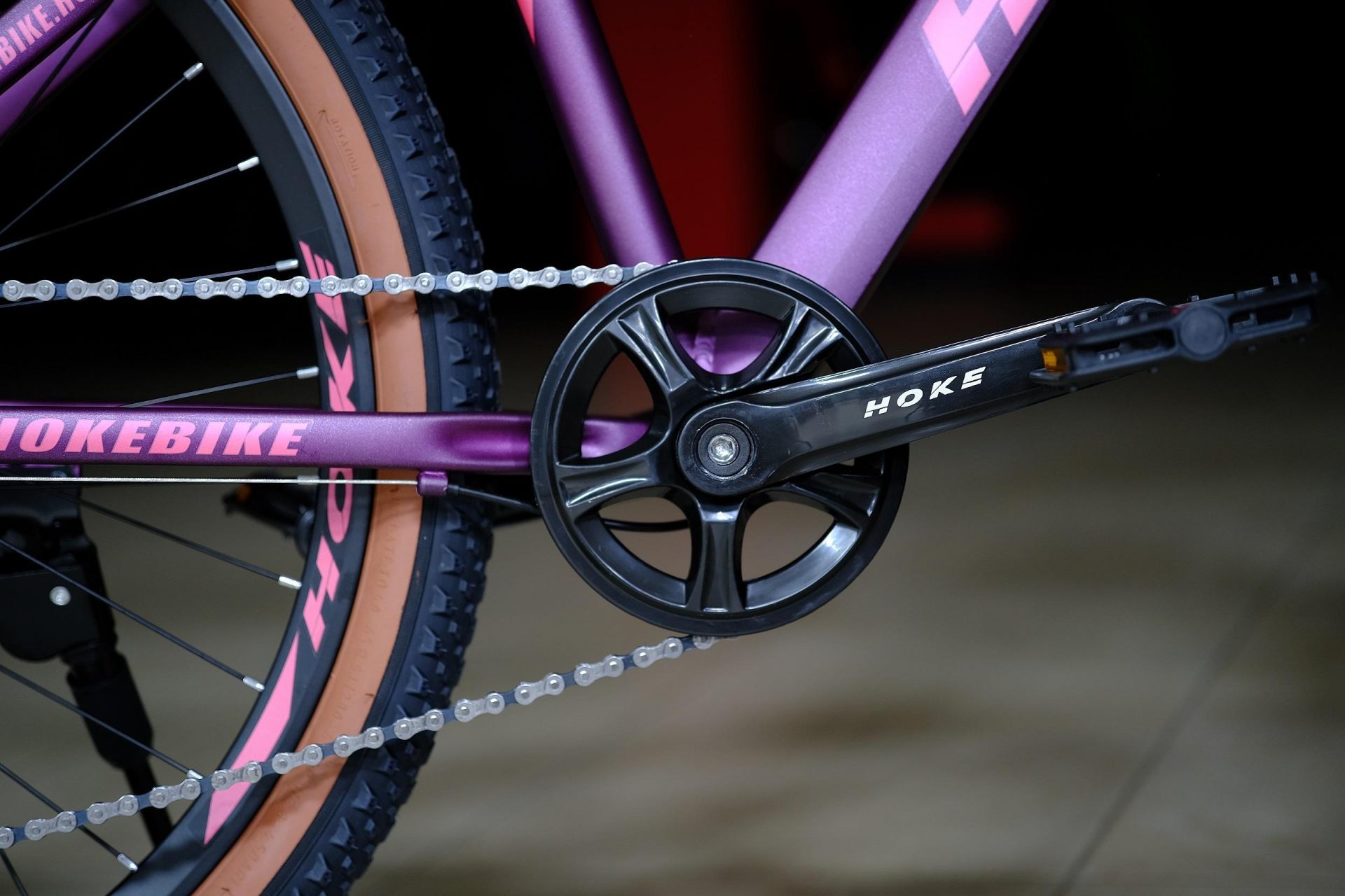 Система (шатун) сталь 36T HOKE ONE WAY 26 матовый фиолетовый-розовый